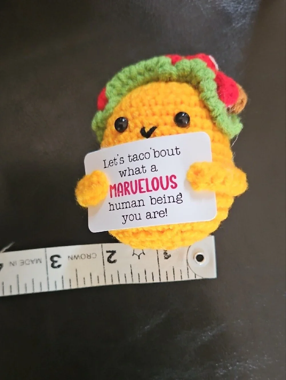 Yellow Crochet Taco Crocheted Toy Gift with Green & Red Accents